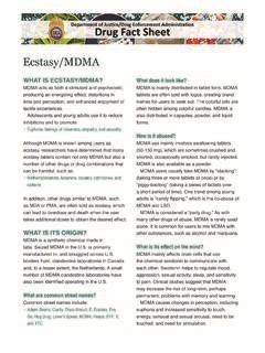 Drug Fact Sheet: Ectasty/MDMA .